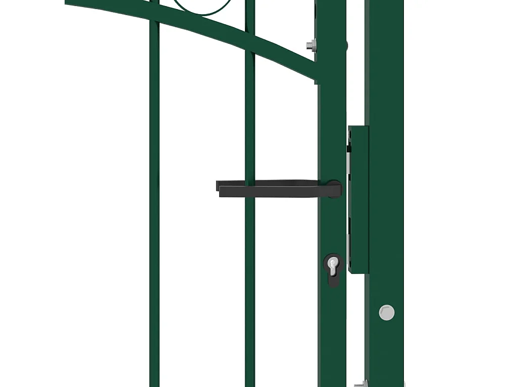 Puerta de valla con arco superior de acero 100x100 cm verde