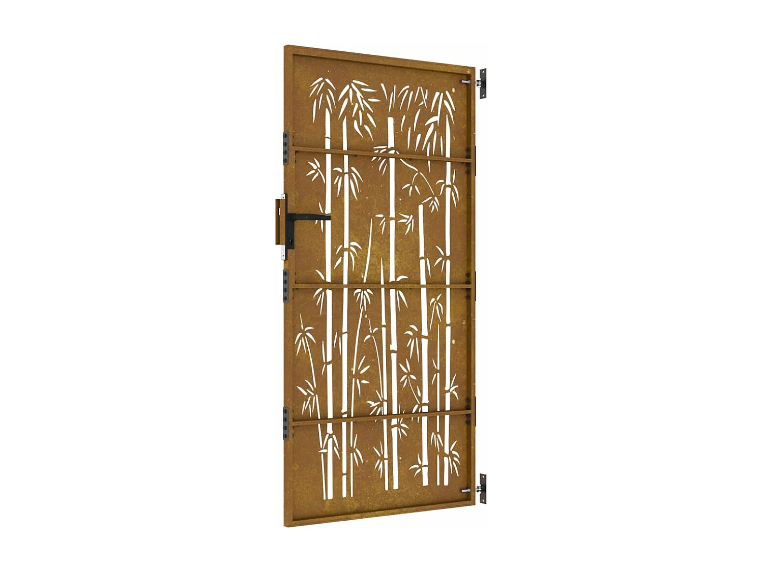Portail de jardin 85x175 cm acier corten design de bambou