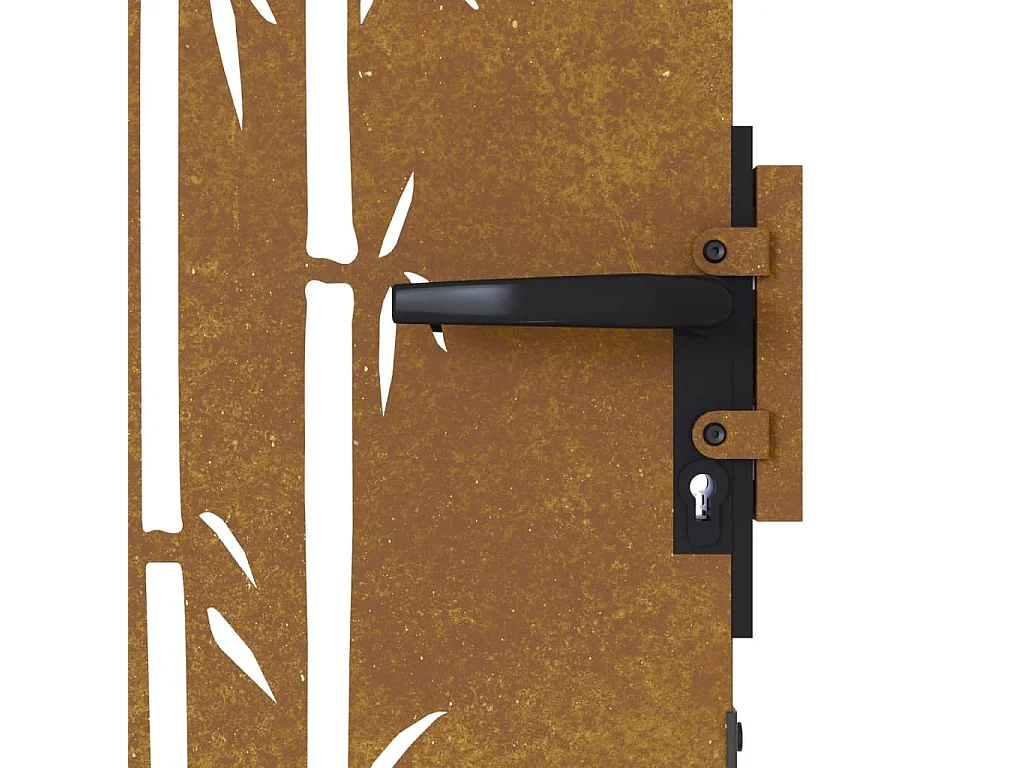Portail de jardin 85x175 cm acier corten design de bambou
