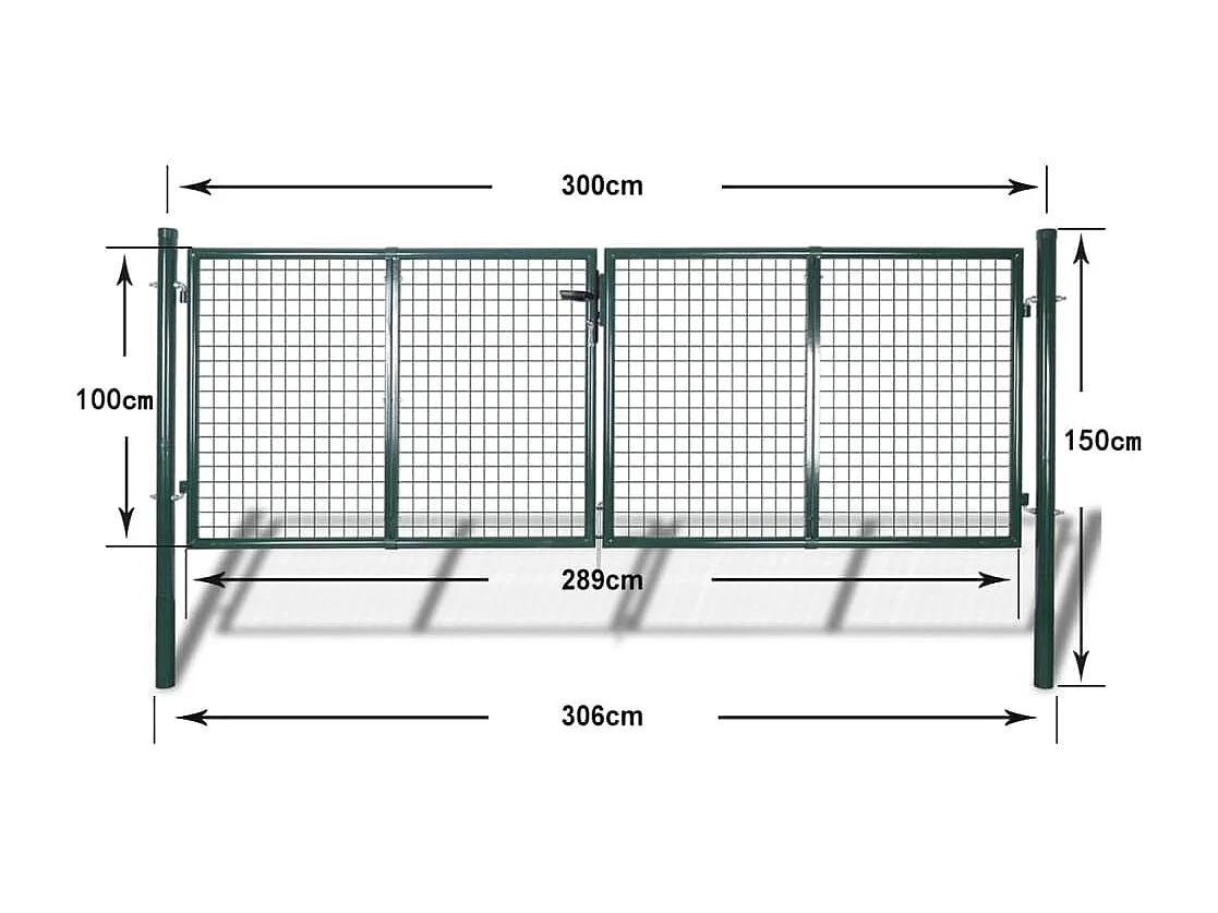 Stalen hekwerkpoort 306x150 cm Groen