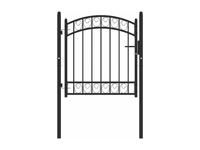 Portão de cerca com topo arqueado Aço 100x100 cm Preto