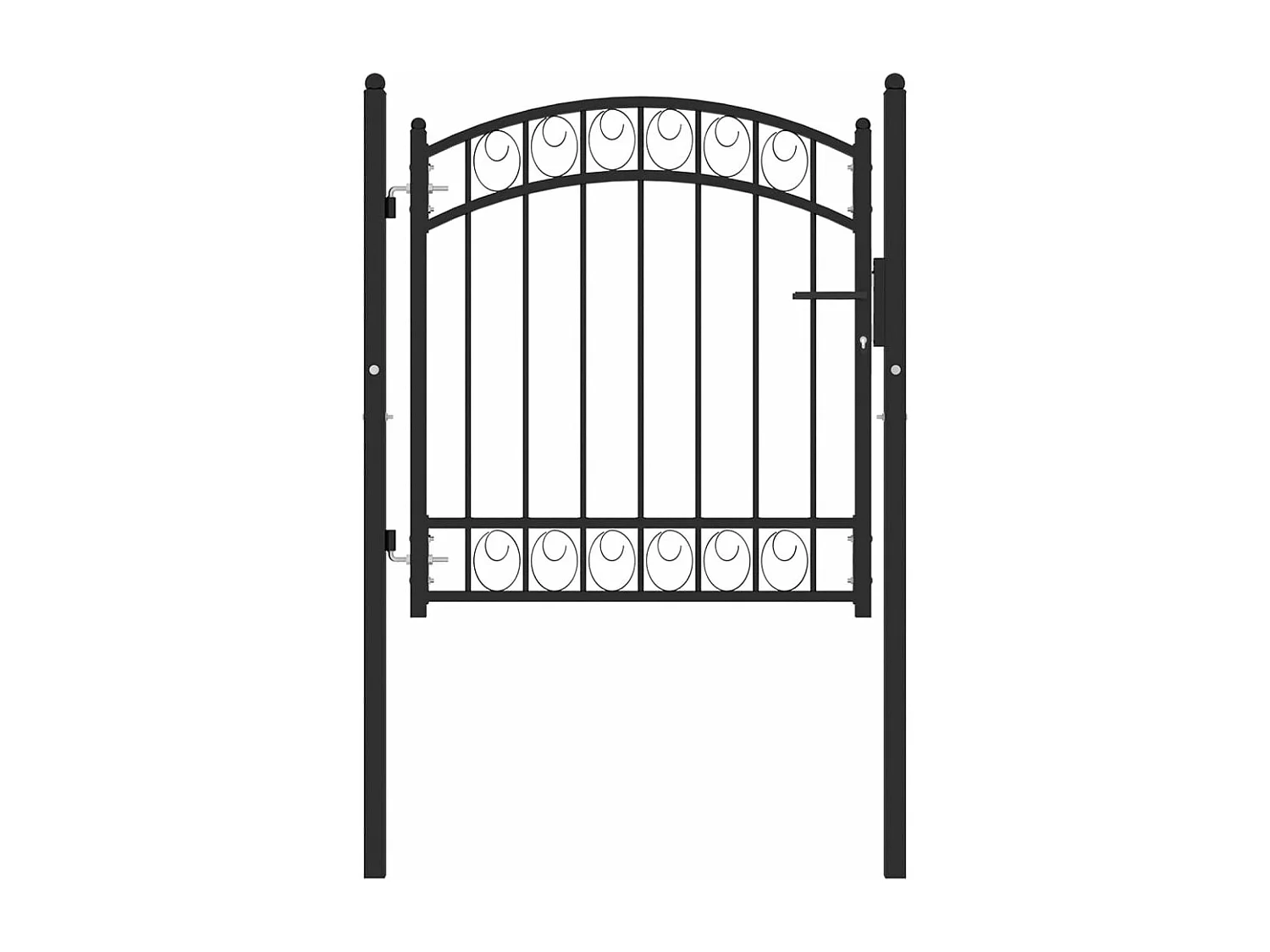 Cancello recinzione con parte superiore arcuata Acciaio 100x100 cm Nero