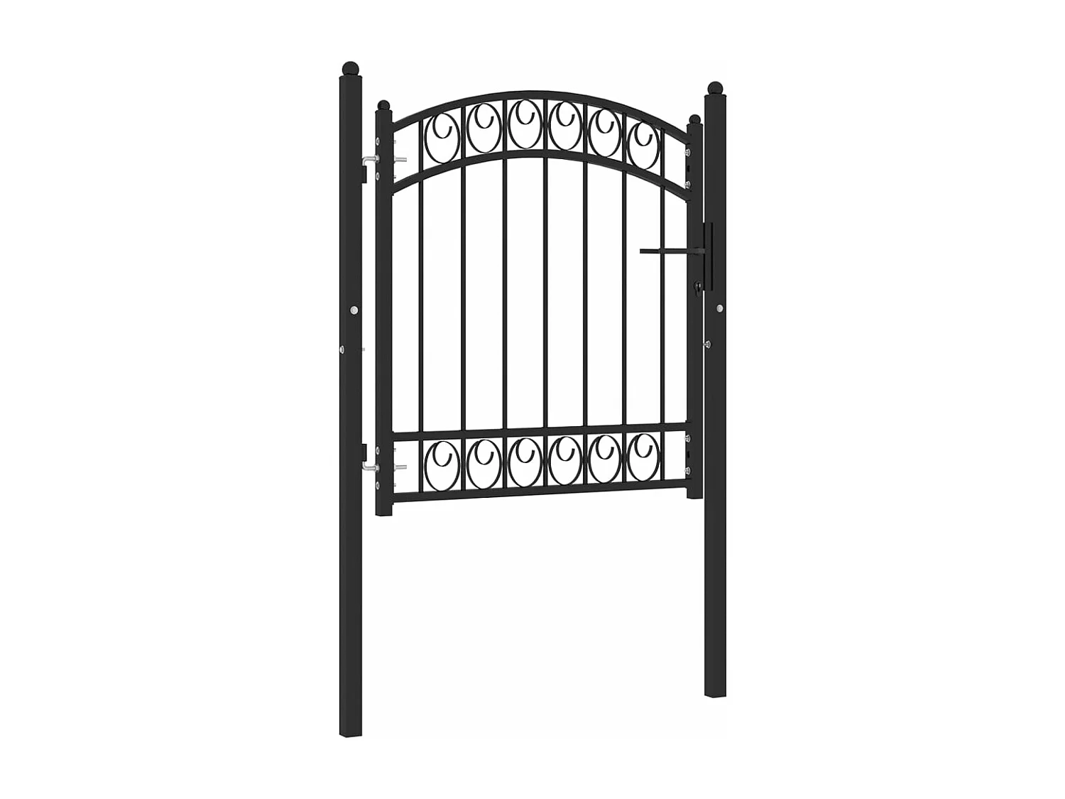 Cancello recinzione con parte superiore arcuata Acciaio 100x100 cm Nero