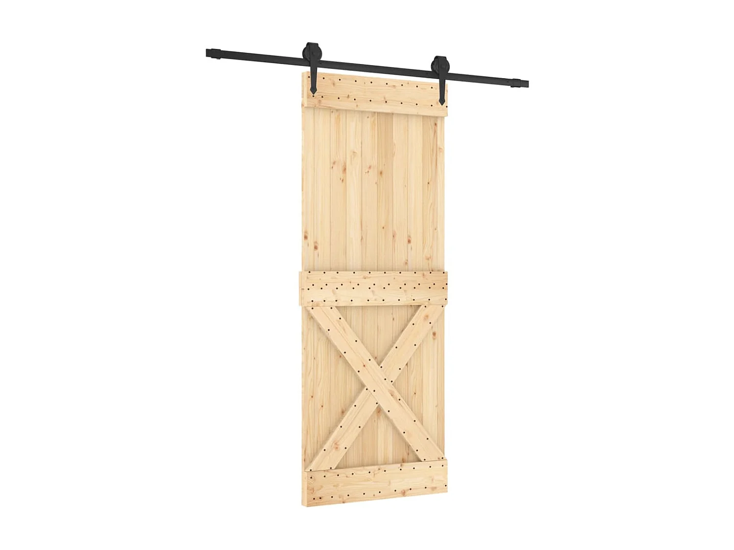 Kit porta scorrevole e ferramenta 80x210 cm pino massello