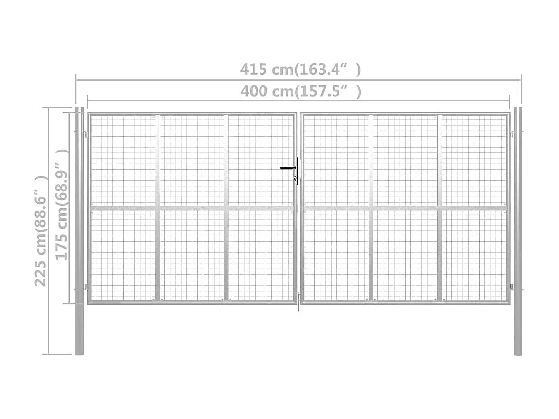 Porte de jardin Acier galvanisé 415x225 cm Argenté