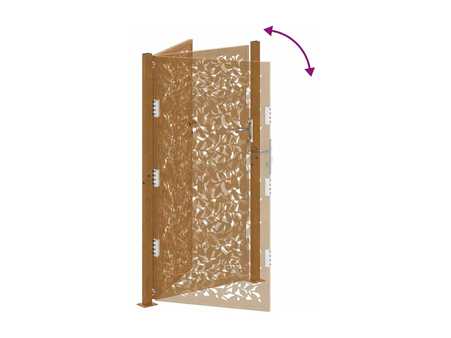 Porte de jardin acier résistant aux intempéries design feuilles