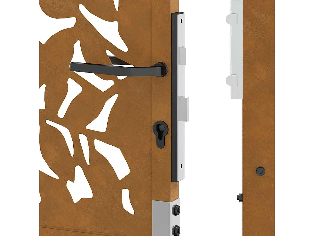 Porte de jardin acier résistant aux intempéries design feuilles