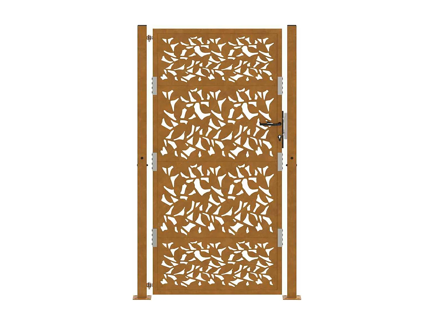 Porte de jardin acier résistant aux intempéries design feuilles