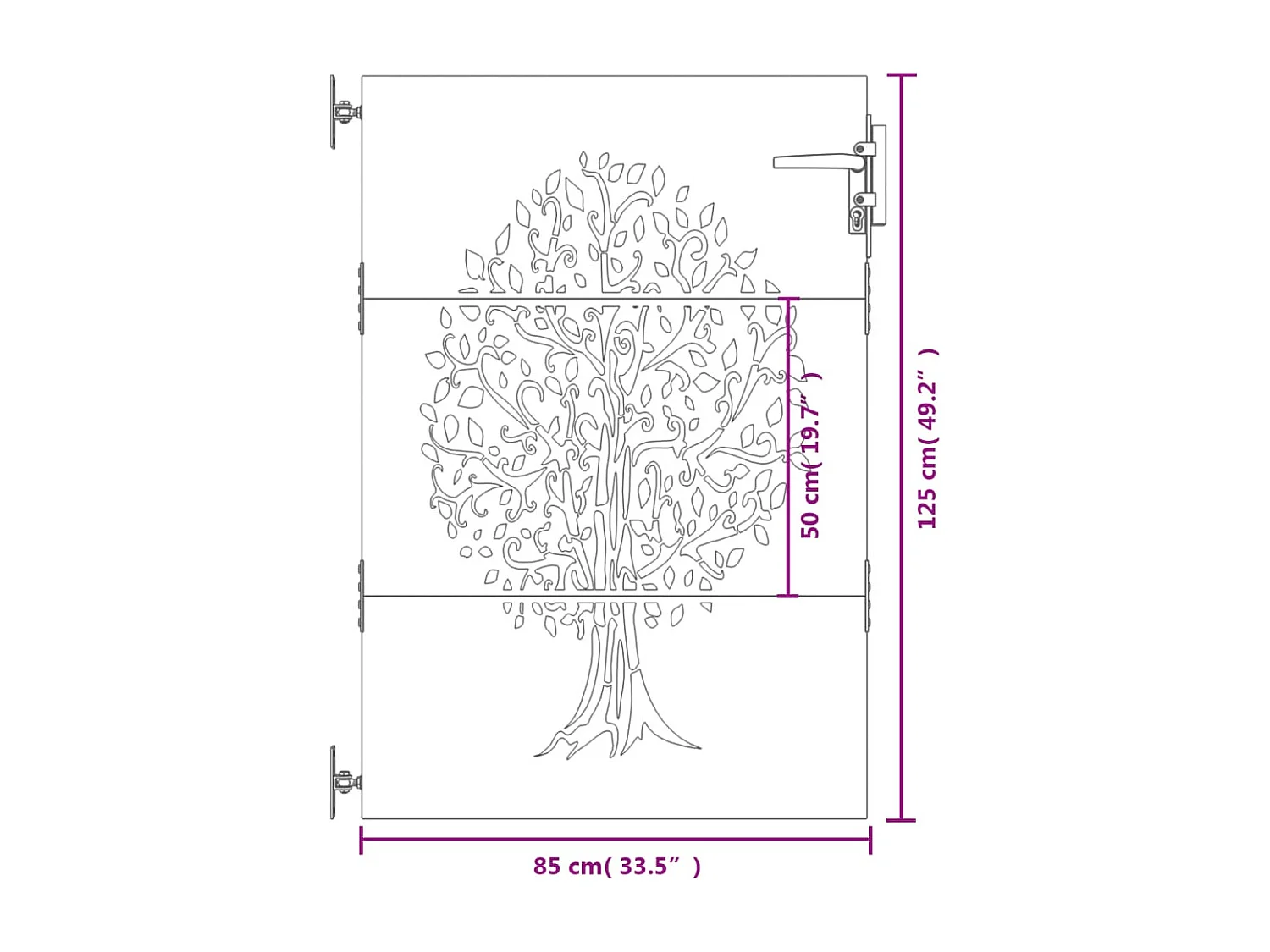 Portail de jardin 85x125 cm acier corten conception de l'arbre