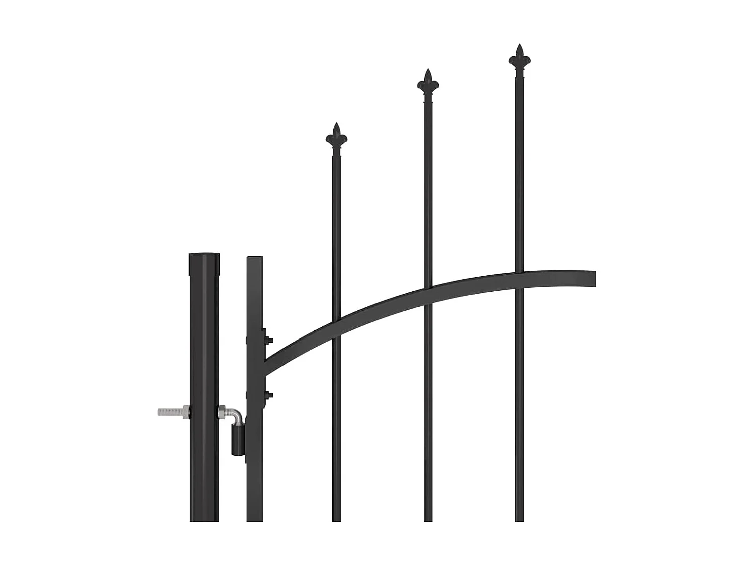 Portail de cl?ture de jardin avec dessus en lance 5x2,45 m Noir