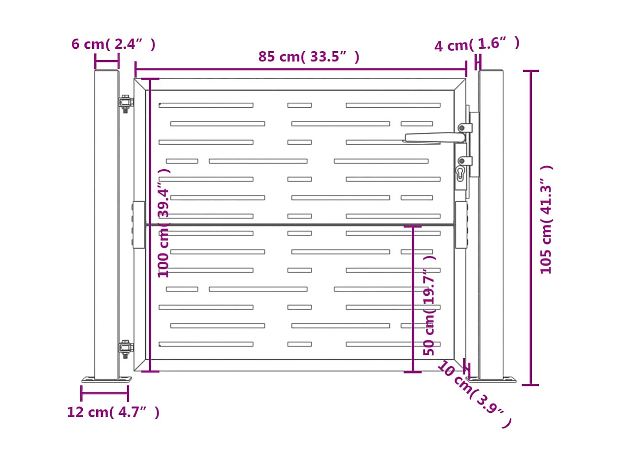 Portão de jardim antracite 105x105 cm design quadrado