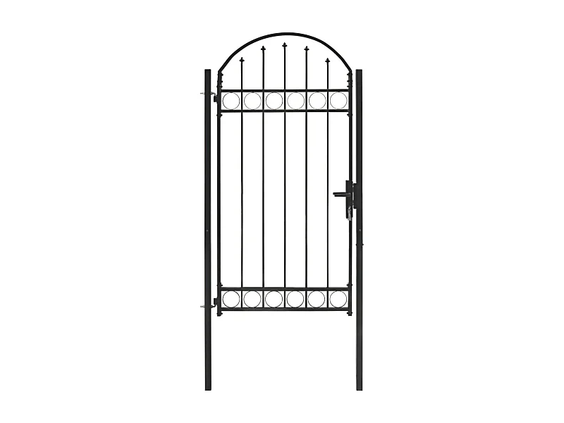 Puerta de jardín con arco superior de acero 100x250 cm color negro