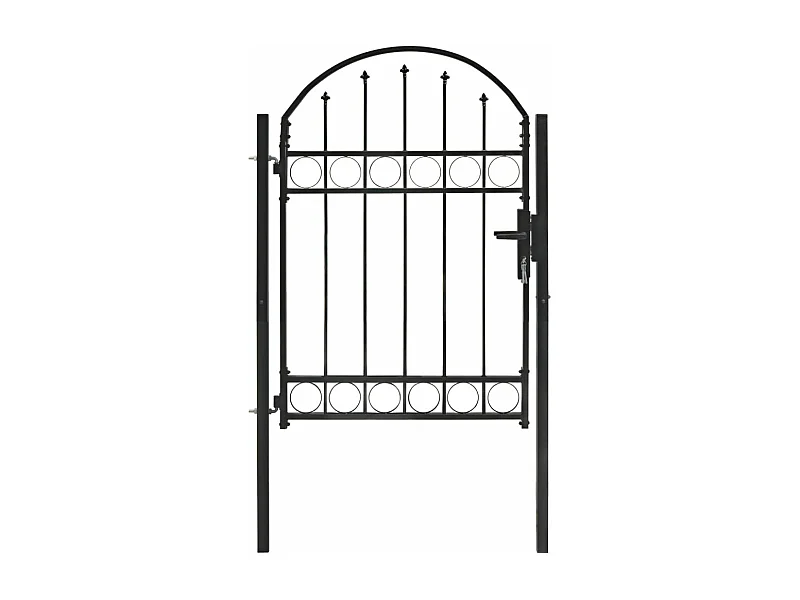 Cancello da giardino con parte superiore arcuata Acciaio 100 x 125 cm Nero