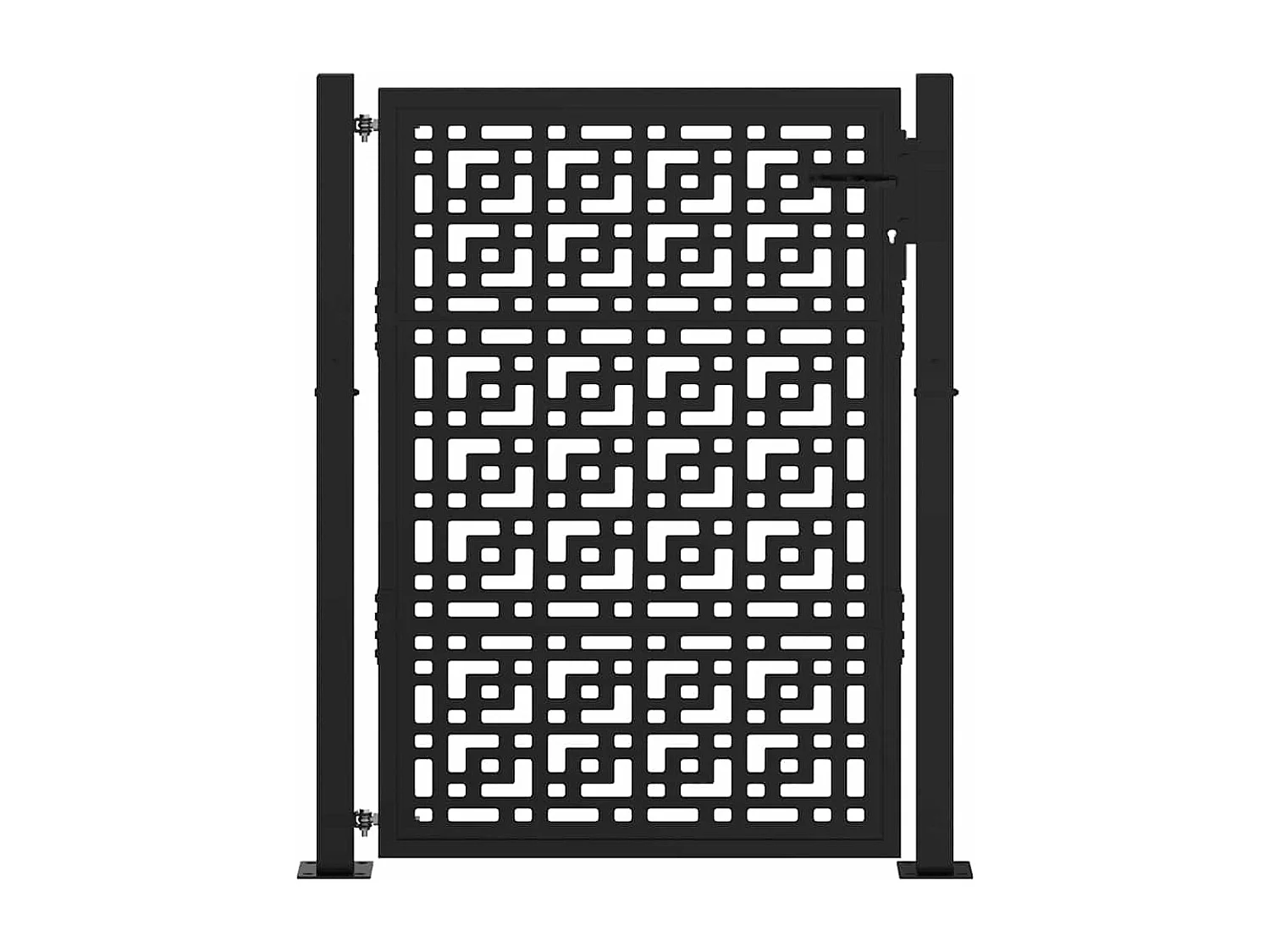 Puerta de jardín negra 105x130 cm diseño de cruz de acero