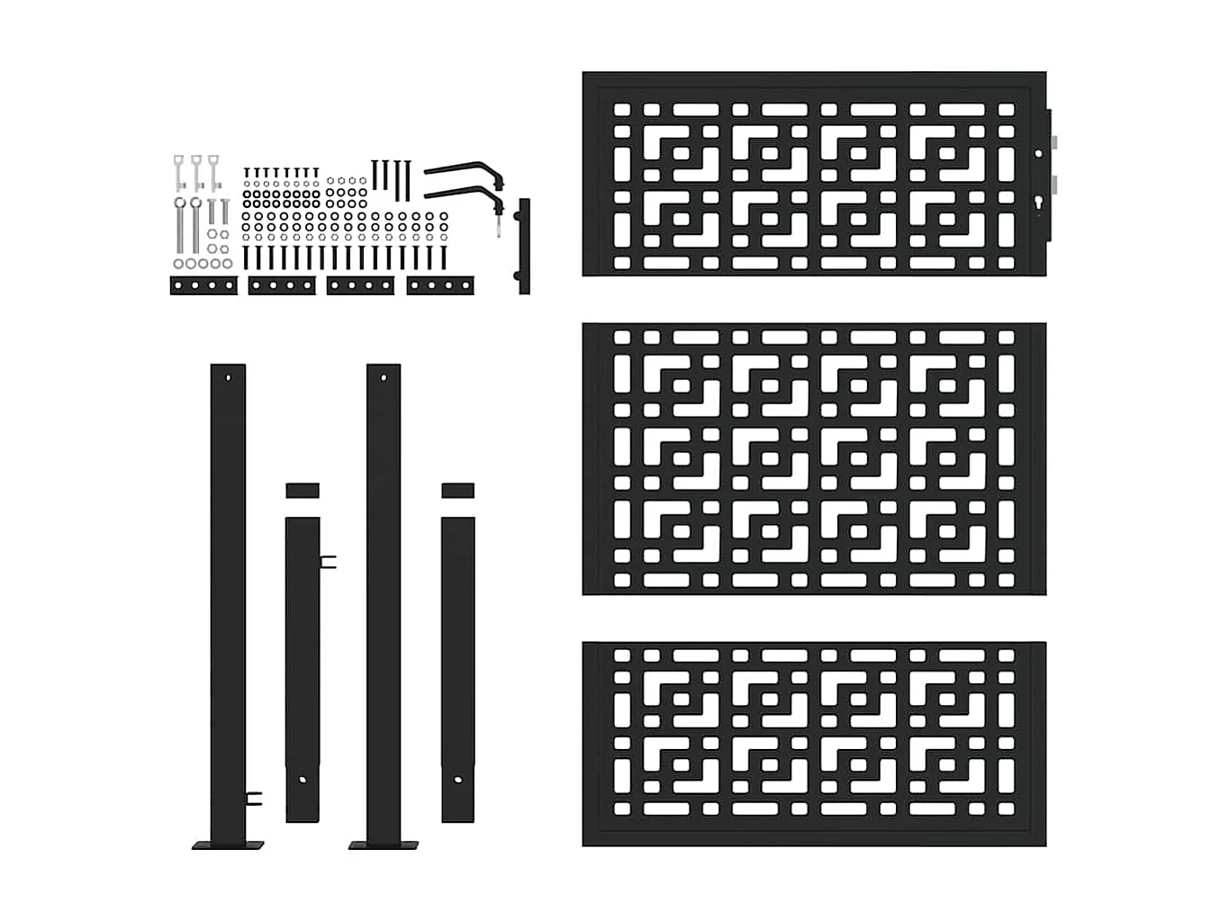 Puerta de jardín negra 105x130 cm diseño de cruz de acero