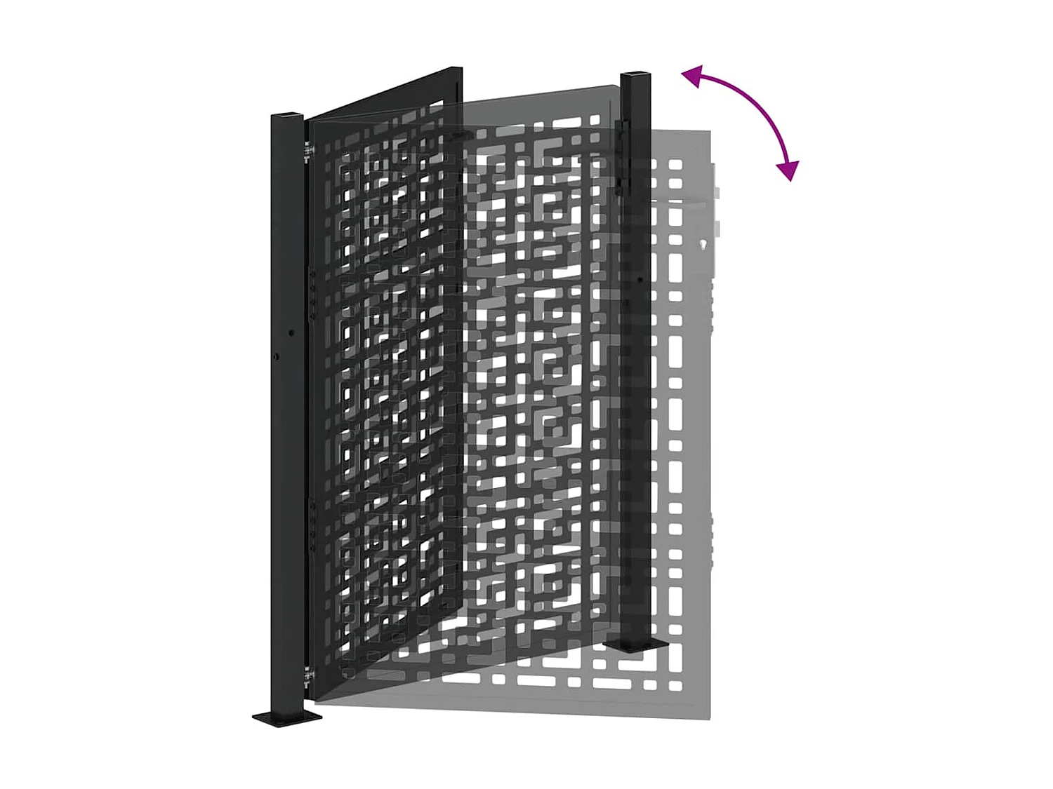 Puerta de jardín negra 105x130 cm diseño de cruz de acero