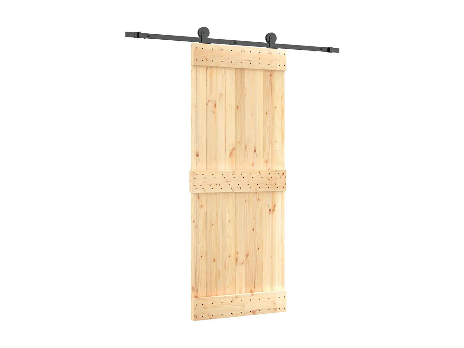 Porte coulissante et kit de quincaillerie 80x210 cm pin massif