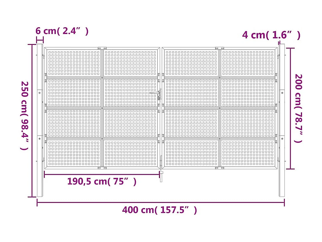 Anthrazit Gartentor 400x200 cm Stahl
