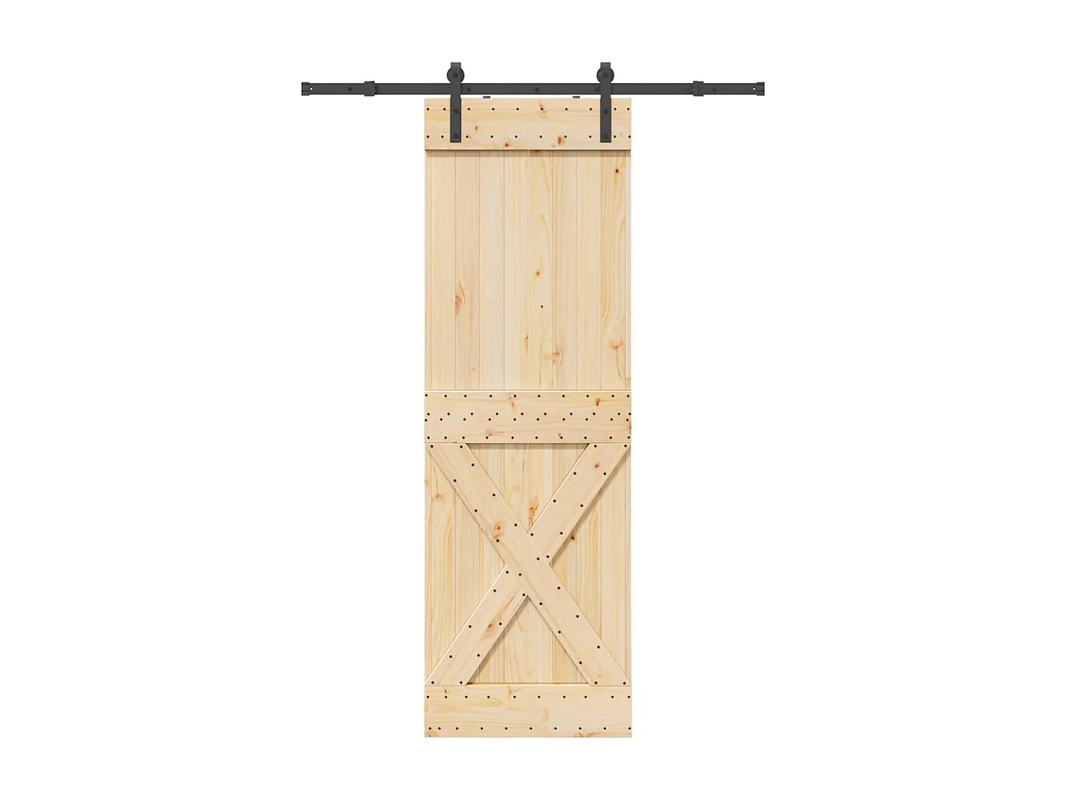 Porte coulissante et kit de quincaillerie 70x210 cm pin massif