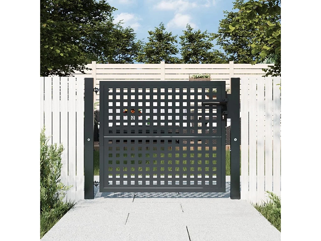 Cancello da giardino antracite 105x125 cm in acciaio