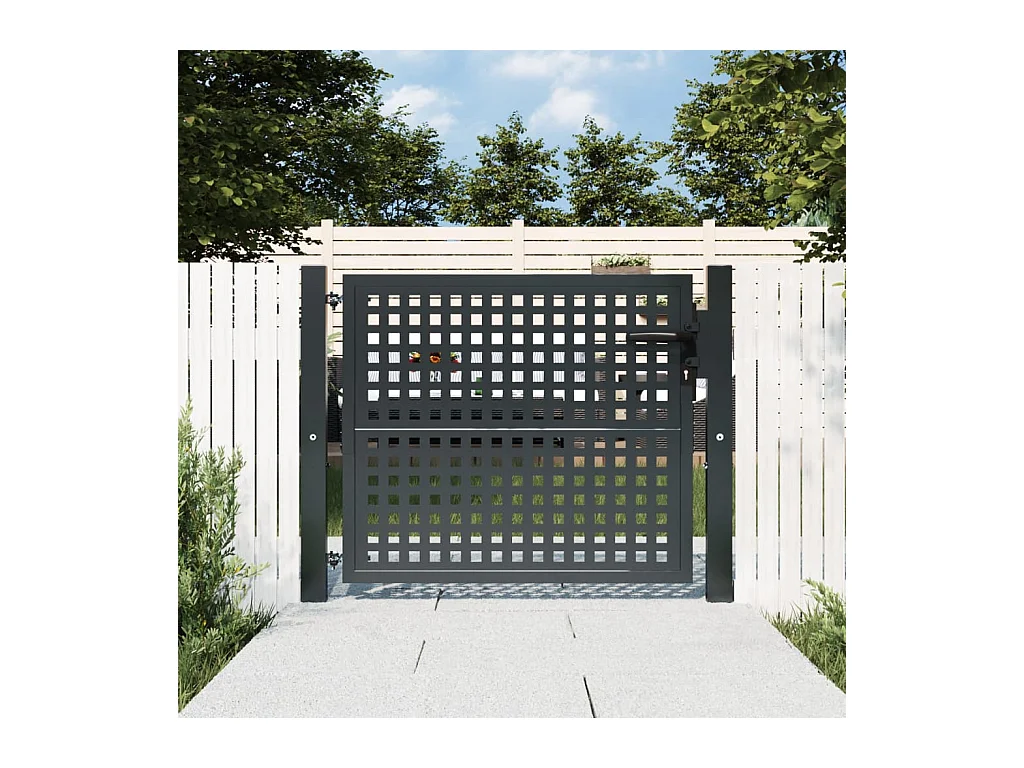 Portail de jardin anthracite 105x125 cm acier