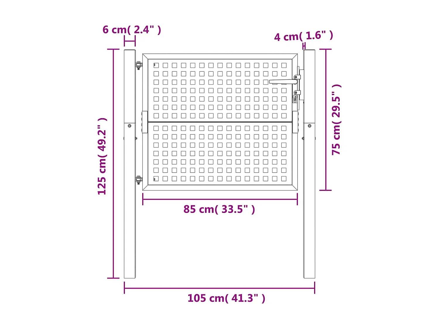 Portail de jardin anthracite 105x125 cm acier