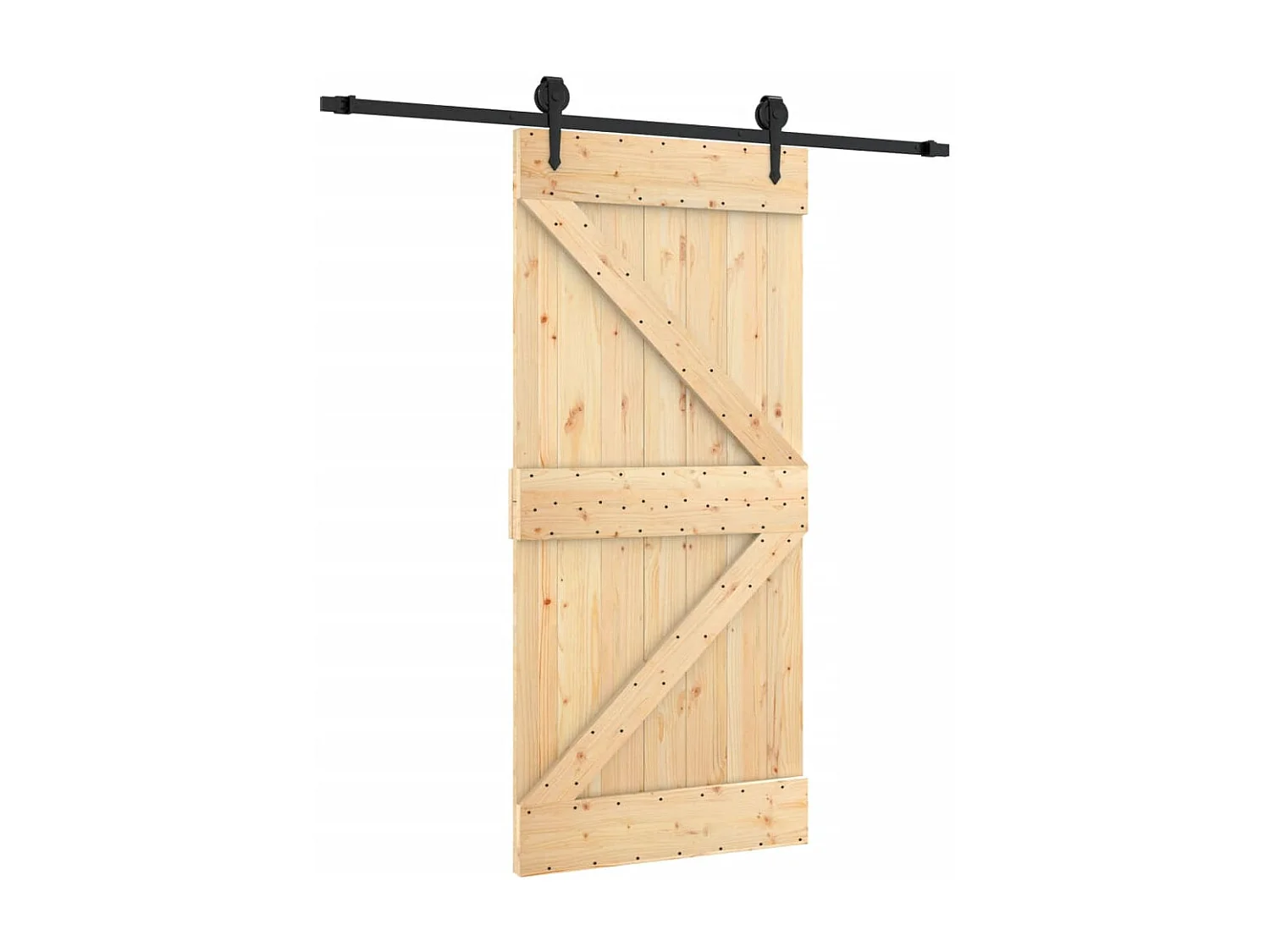 Porte coulissante et kit de quincaillerie 95x210 cm pin massif