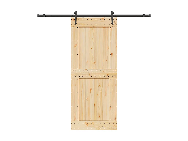 Porte coulissante et kit de quincaillerie 95x210 cm pin massif