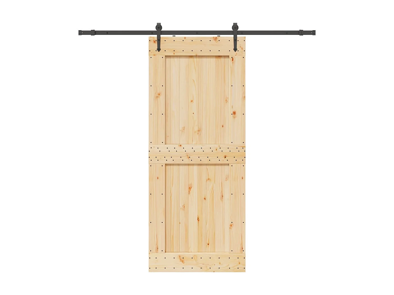 Porte coulissante et kit de quincaillerie 95x210 cm pin massif