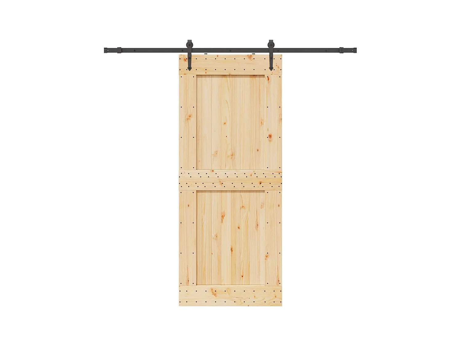 Porte coulissante et kit de quincaillerie 95x210 cm pin massif