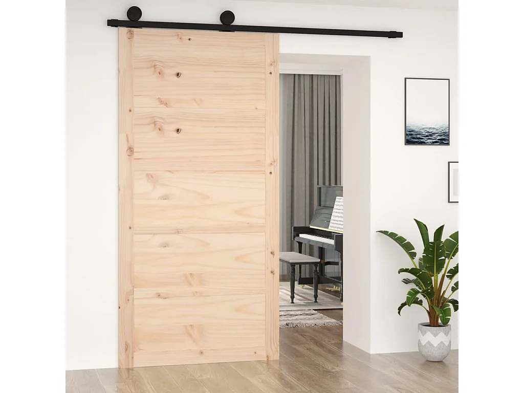 Porta da fienile 100x1,8x204,5 cm Legno di pino massiccio