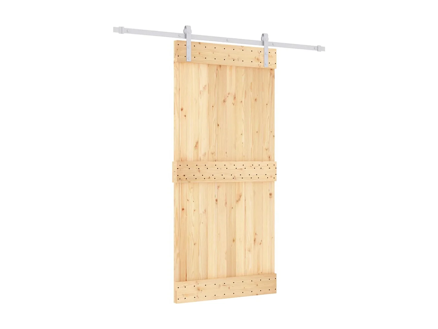 Porte coulissante et kit de quincaillerie 95x210 cm pin massif