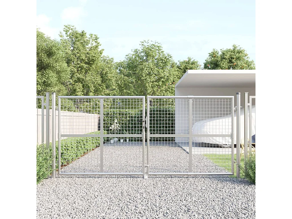 Tuinpoort zilver gaas 300x175 cm gegalvaniseerd staal