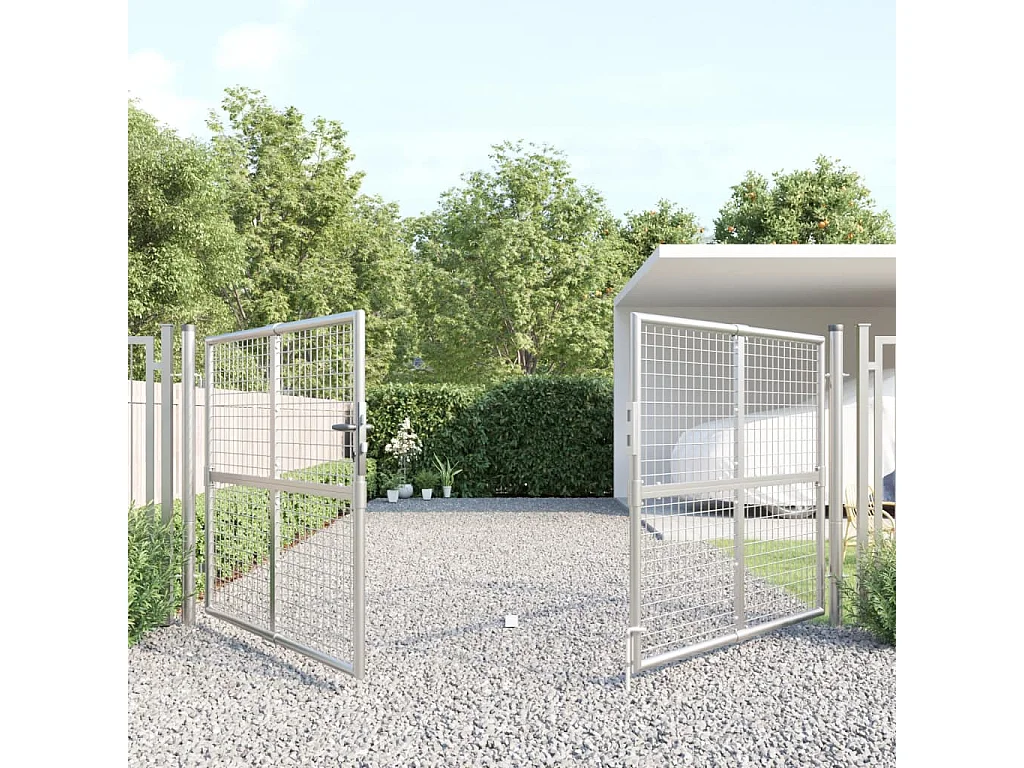 Tuinpoort zilver gaas 300x175 cm gegalvaniseerd staal