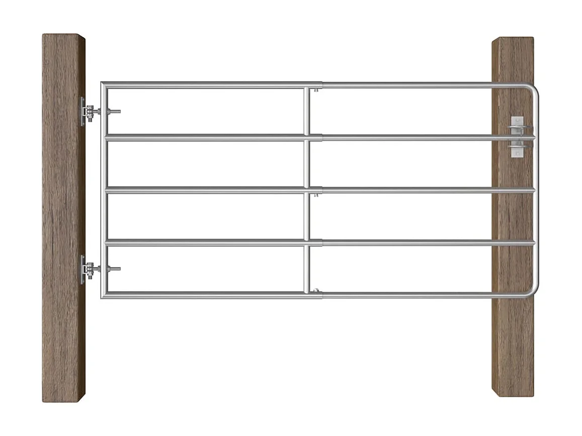5-bar poort Staal (95-170)x90 cm Zilver