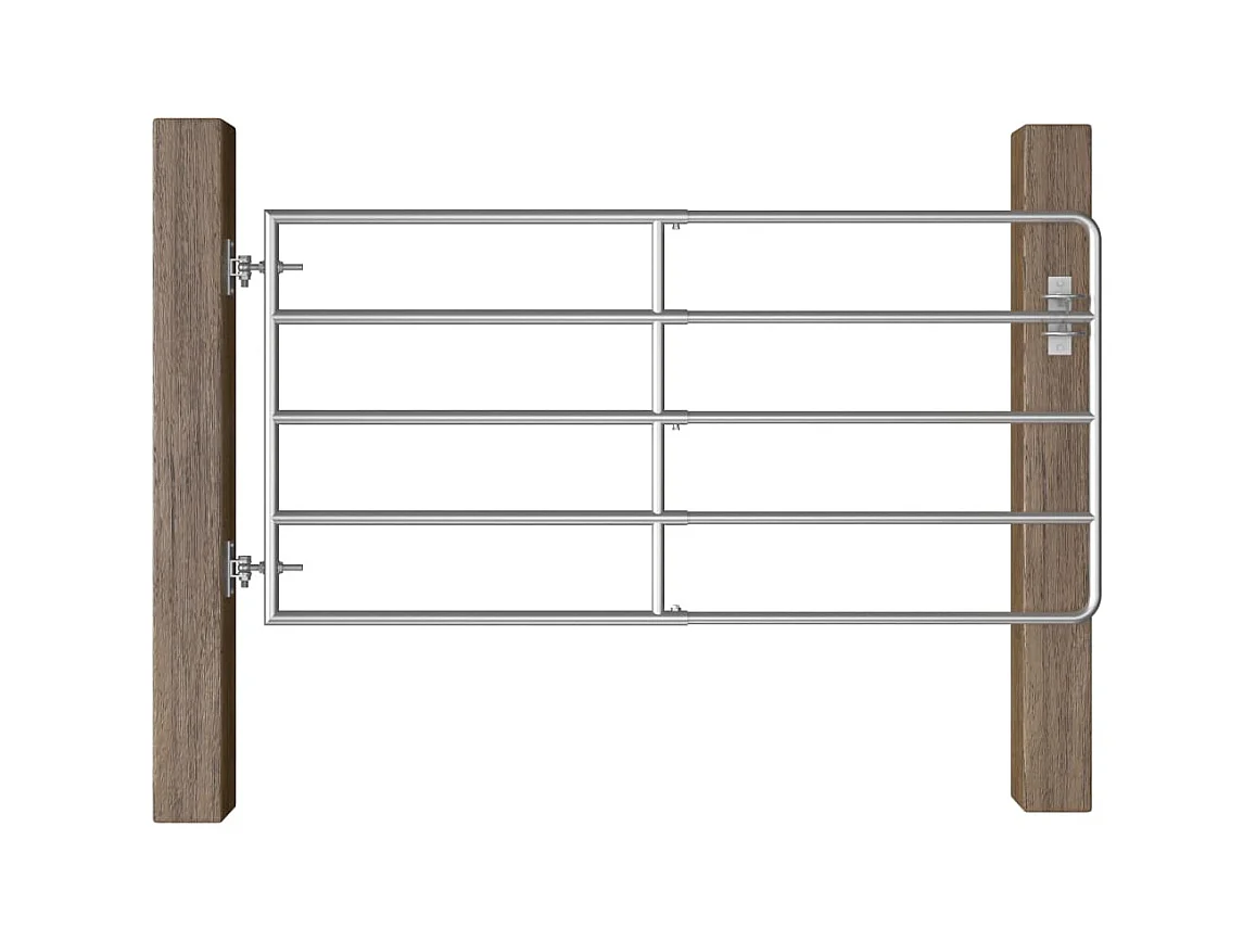 Portillon à 5 barres Acier (95-170)x90 cm Argenté