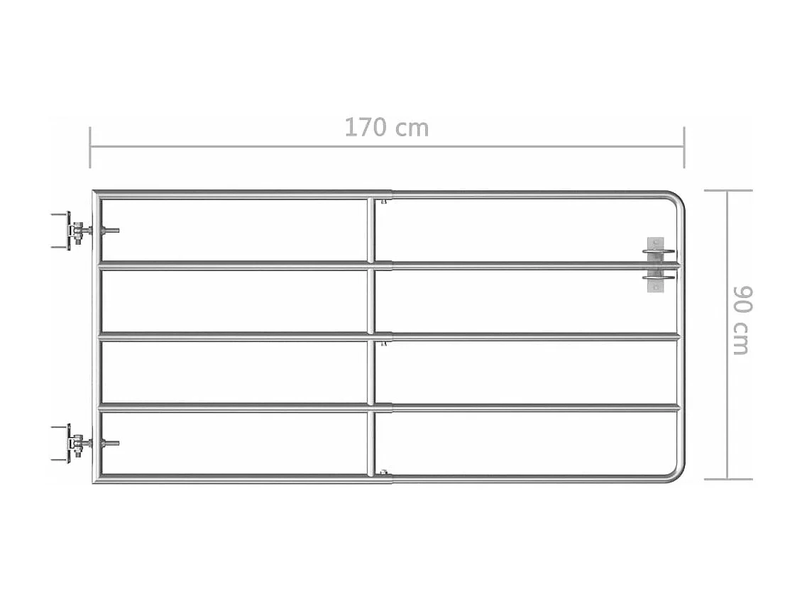Portillon à 5 barres Acier (95-170)x90 cm Argenté