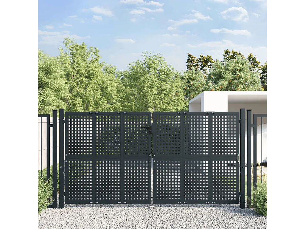 Portail de jardin anthracite 300 x 125 cm acier