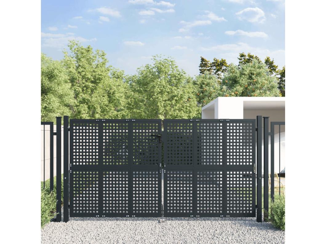 Tuinpoort antraciet 300 x 125 cm staal