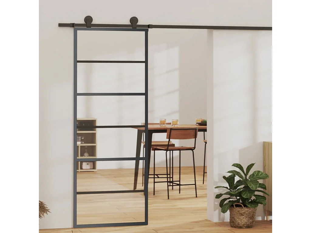Porte coulissante et quincaillerie Verre ESG/Aluminium 76x205cm