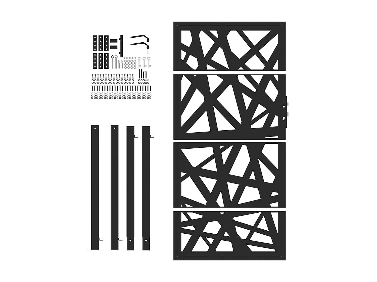 Portail de jardin noir 105x180 cm acier conception de lumière