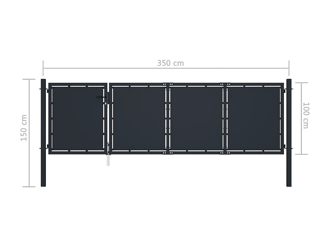 Cancello da giardino Acciaio 350x100 cm Antracite