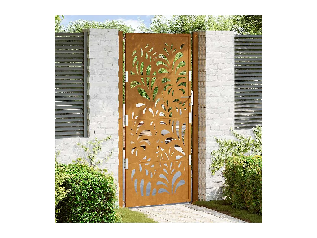 Porte de jardin acier résistant aux intempéries design vagues