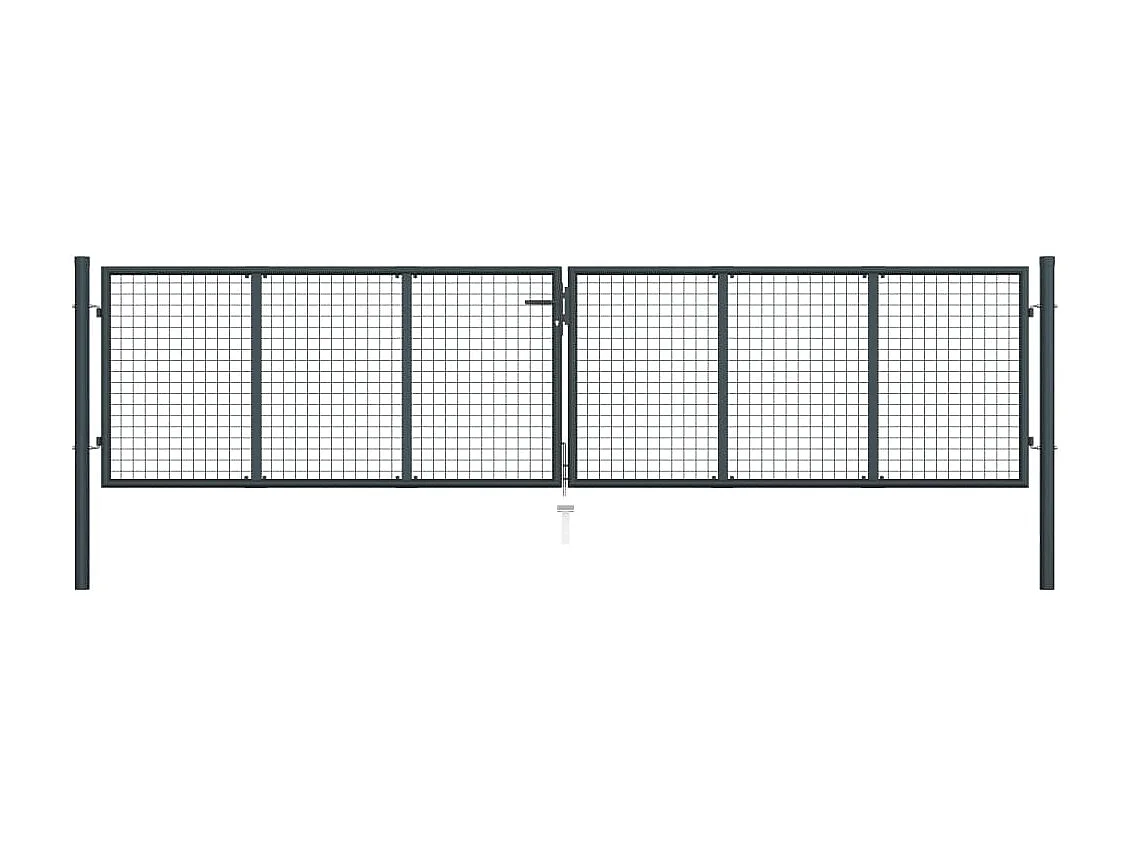 Portão de jardim em malha Aço galvanizado 400 x 125 cm Cinza