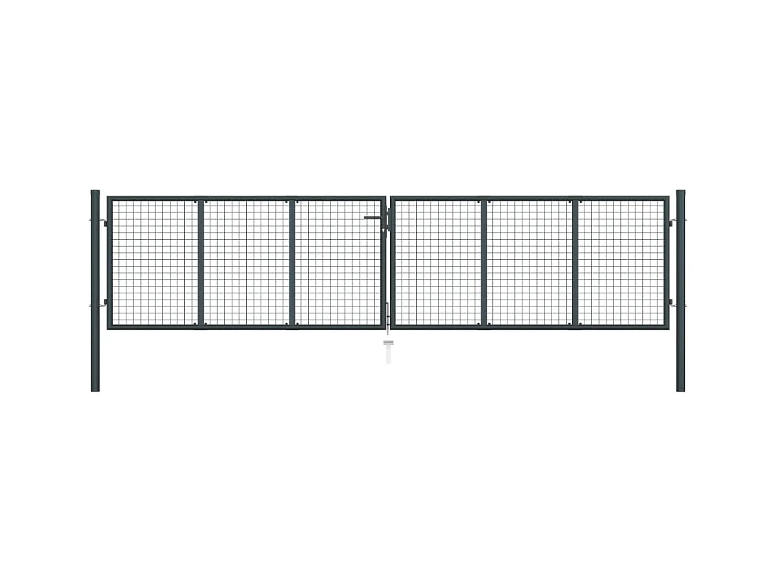 Portail en maille de jardin Acier galvanisé 400 x 125 cm Gris
