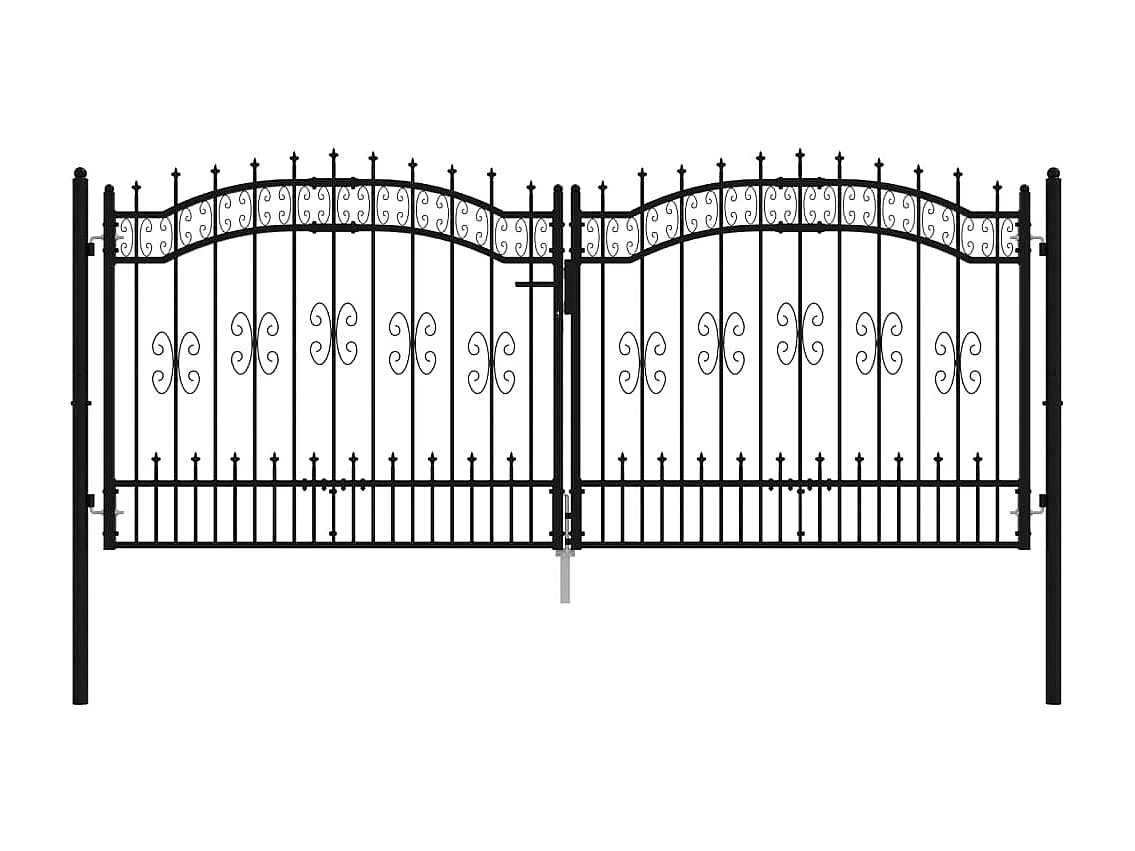 Portal e ponta de lança Preto 305x173 cm Aço com pintura eletrostática