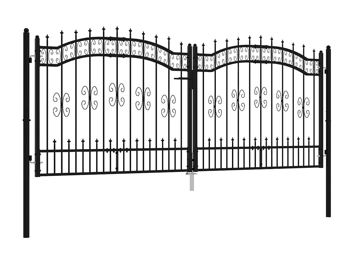 Portal e ponta de lança Preto 305x173 cm Aço com pintura eletrostática