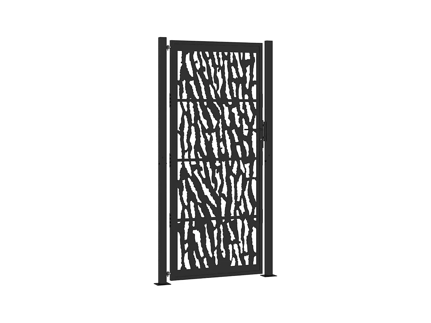 Schwarzes Gartentor 105x205 cm Stahl Liniendesign