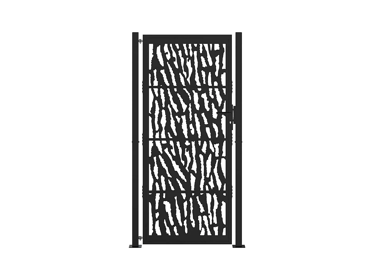 Schwarzes Gartentor 105x205 cm Stahl Liniendesign