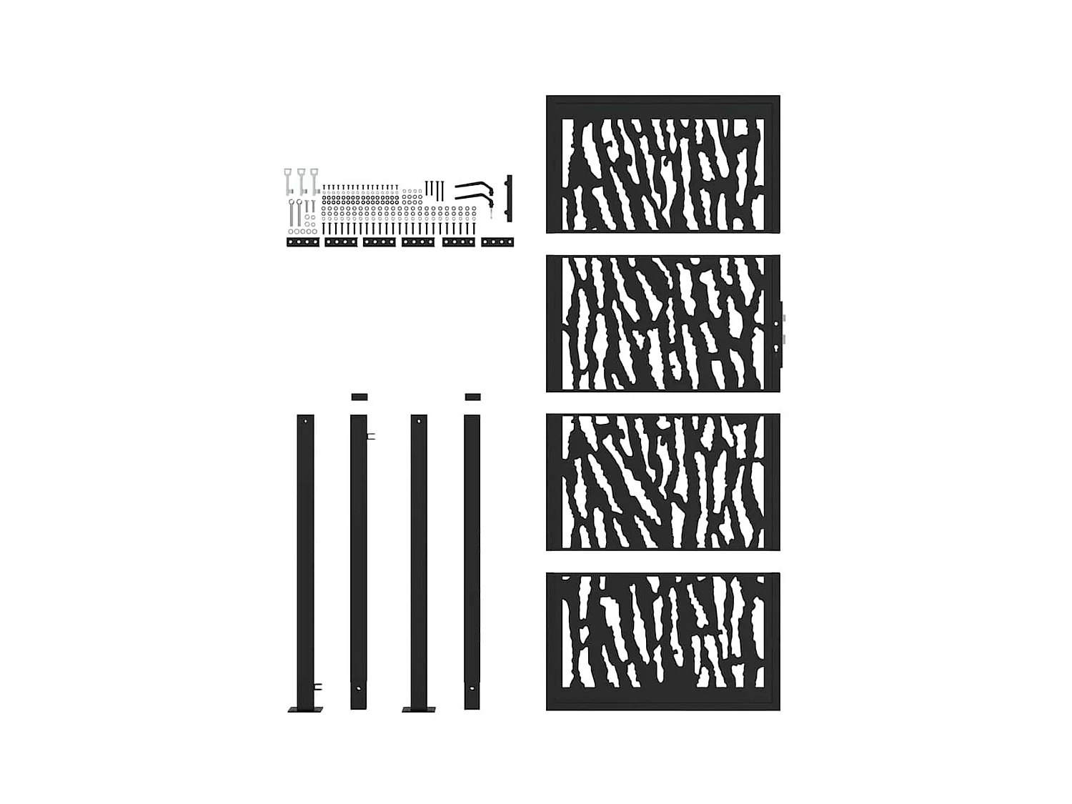 Schwarzes Gartentor 105x205 cm Stahl Liniendesign